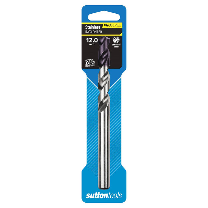 Sutton Drill D185 12.0mm Jobber Inox TiAIN Tip HSS Carded