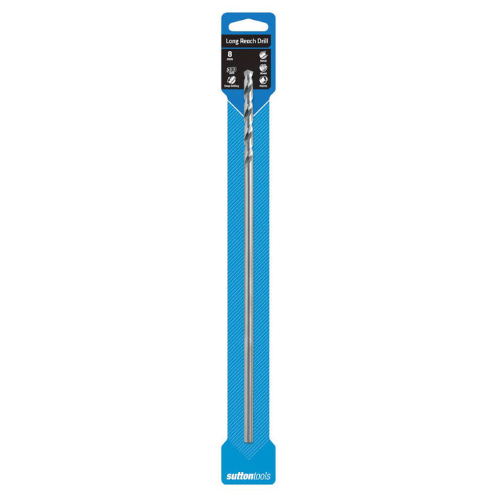 Sutton Drill Bit D187 8mm x 300mm Extra Long HSS