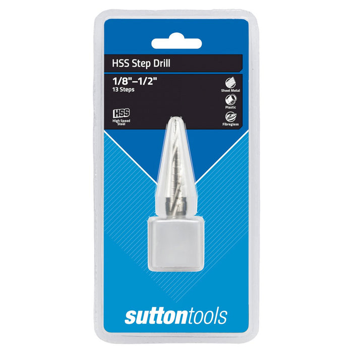 Sutton HSS Spiral Flute Step Drill 13 Step 1/8