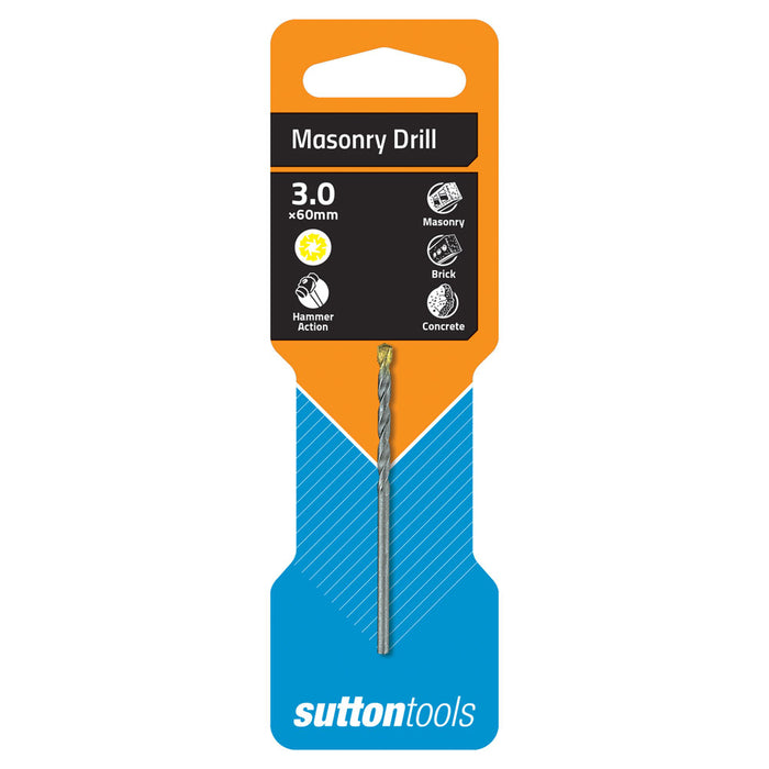 Sutton Masonry Drill D600 3.0mm x 60mm Standard Fixing - Carded