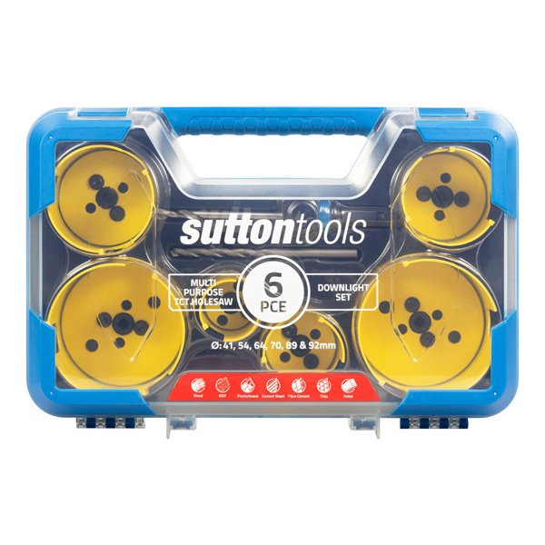 Sutton H127 Multipurpose TCT Downlight Holesaw Set, 6 Pce