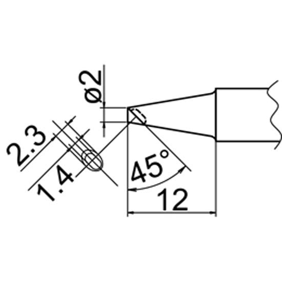 Hakko soldering tip shape 2BC W/INDENT