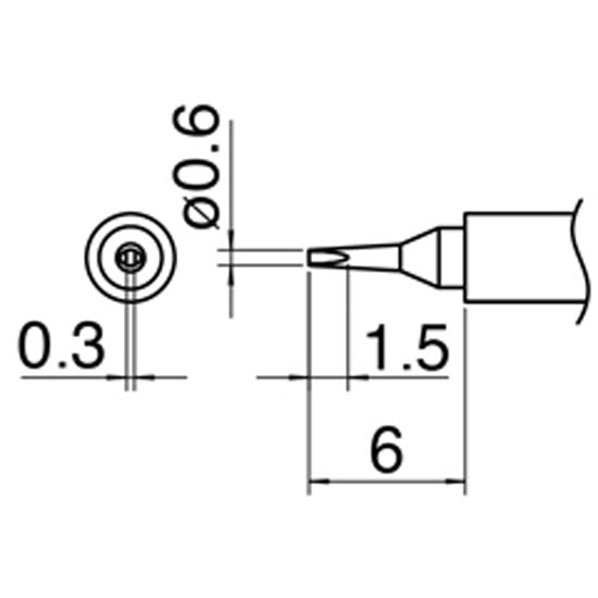 Hakko T30-D06 Shape-0.6D Chisel Tip for FM-2032