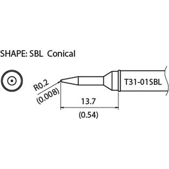 Hakko T31 soldering tip shape SBL