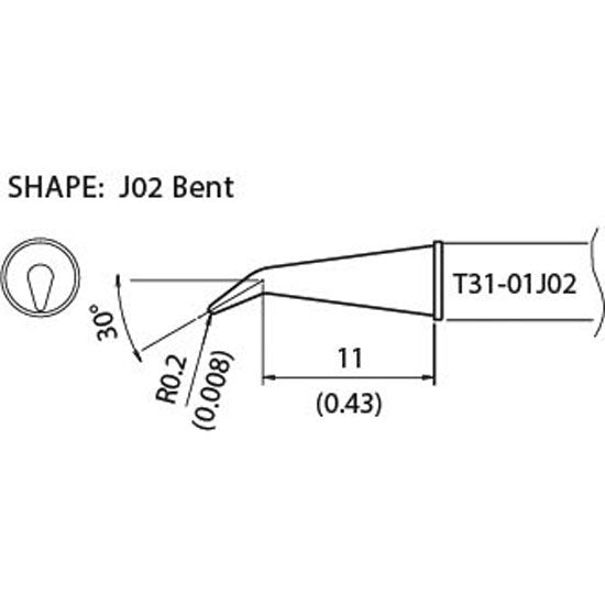 Hakko T31 soldering tip shape 0.2RSB
