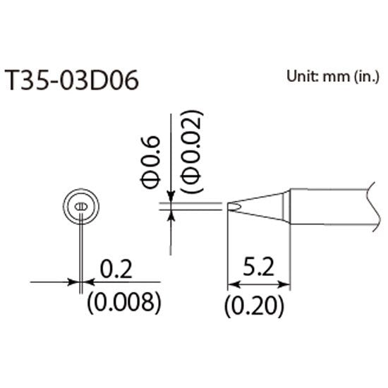 Hakko Micro Soldering Tip <350â„ƒ> Shape-0.6D for FX-1002