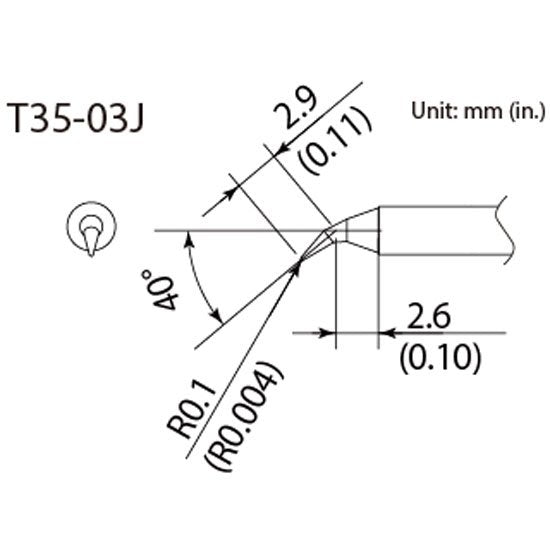 Hakko Micro Soldering Tip <350â„ƒ> Shape-J for FX-1002