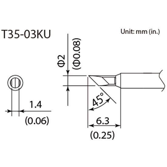 Hakko Micro Soldering Tip <350â„ƒ> Shape-KU for FX-1002