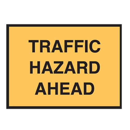 Brady Temporary Roadwork/Traffic Sign - Traffic Hazard Ahead, H900mm x W1200mm, Class 1 Reflective Aluminium, Yellow/Black
