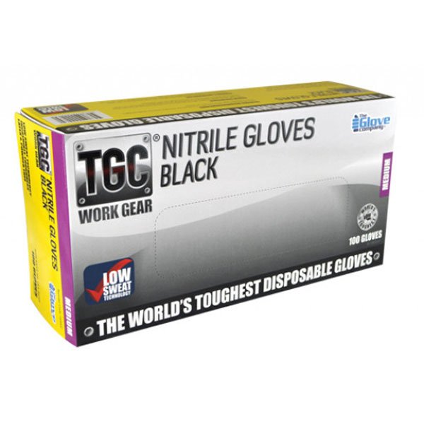 TGC Black Nitrile Gloves, Box of 100