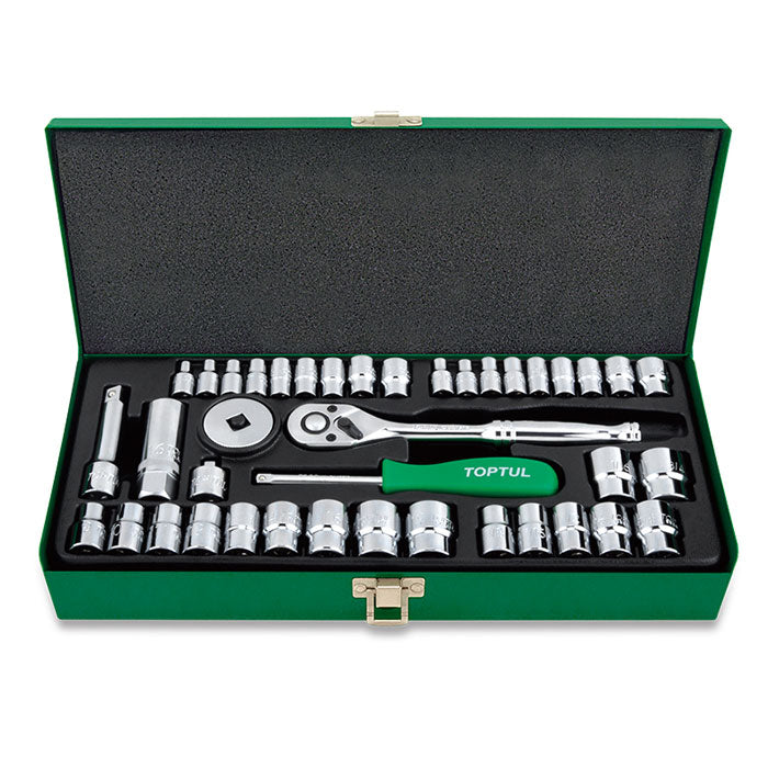 Toptul 40pc 1/4in 3/8in Dr. 6pt Socket Set