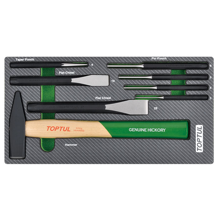 Toptul 8pc Hammer Punch & Chisel Set (Modular Insert Tray System)