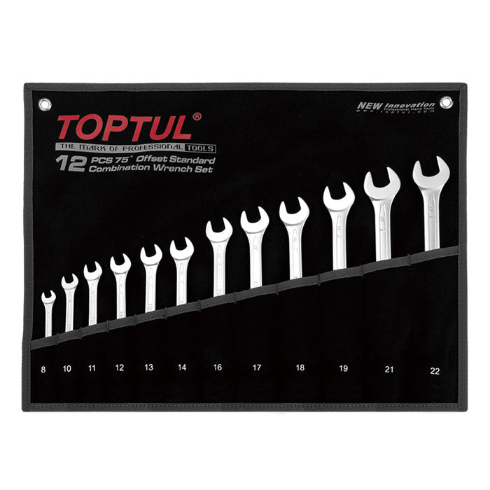 Toptul 12pc 75° Offset Standard Combination Spanner Set - Metric