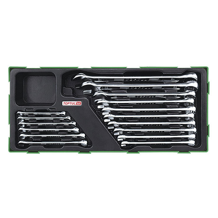 Toptul 16 Pce 15° Offset Hi-Performance Combination Spanner Set - Metric (Modular Insert Tray System)