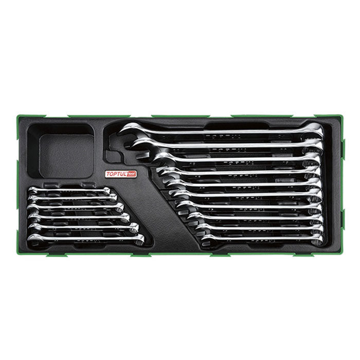 Toptul 16 Pce 15° Offset Pro-Line Combination Spanner Set - Metric (Modular Insert Tray System)