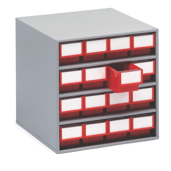 Treston Storage Bin Cabinet (16 Red drawers)