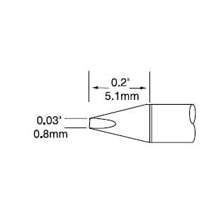 Metcal Cartridge, Ultrafine Chisel, 0.8x5mm