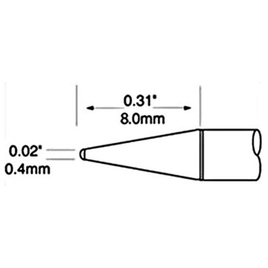 Metcal Ultrafine Tip Cartridge Conical Long 0.4mm X 9mm