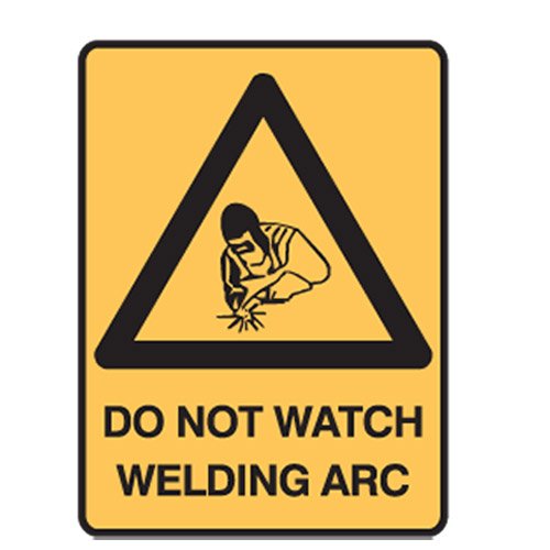 Brady Warning Sign - Do Not Watch Welding Arc, H600mm x W450mm, Polypropylene, Yellow/Black