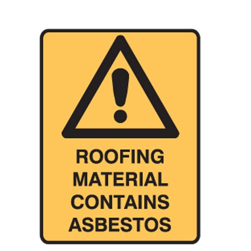 Brady Warning Sign - Roofing Material Contains Asbestos, H450mm x W300mm, Polypropylene, Yellow/Black