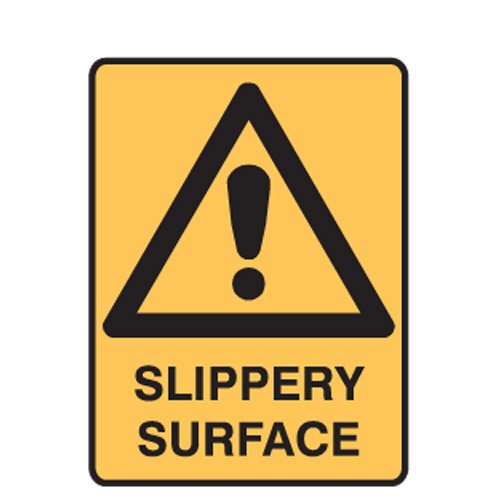 Brady Warning Sign - Slippery Surface, H250mm x W180mm, Self Adhesive Vinyl, Yellow/Black