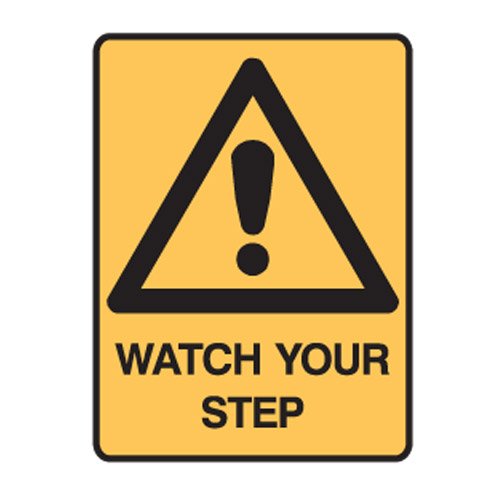 Brady Warning Sign - Watch Your Step, H300mm x W225mm, Polypropylene, Yellow/Black