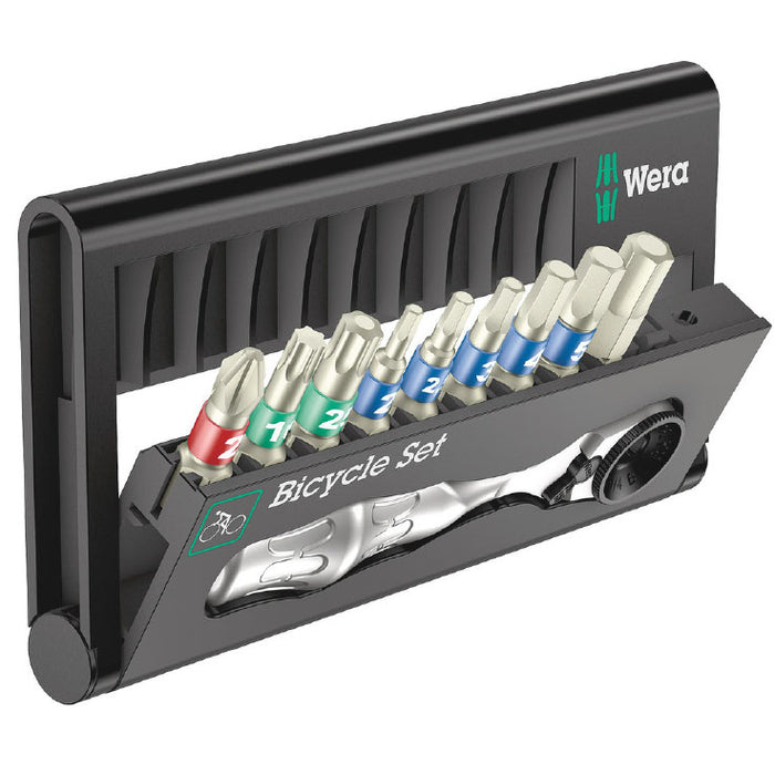 Wera 10 Piece Bit Assortment with Ratchet Bicycle Set 9 004177