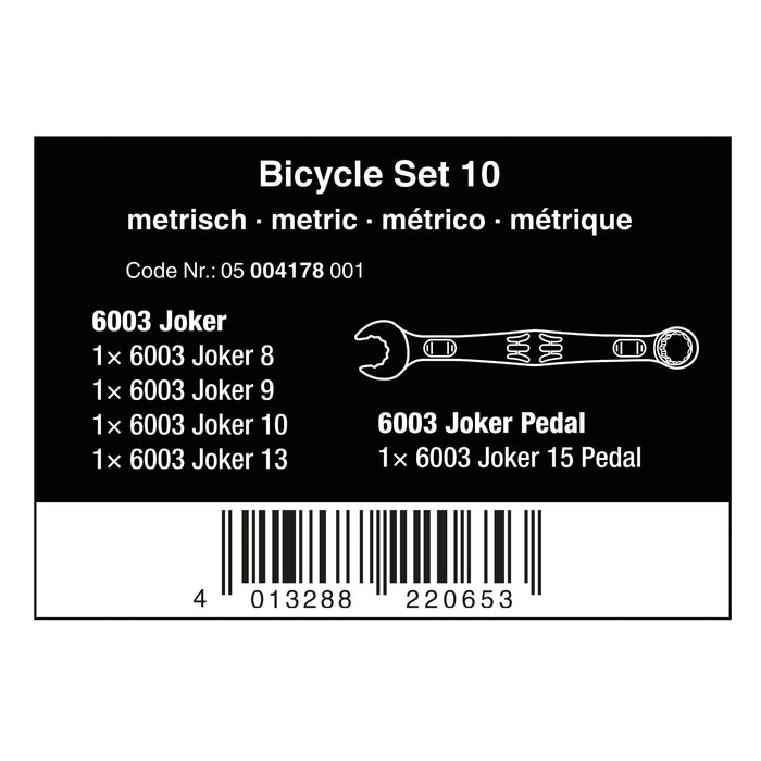 Wera 5 Piece Bicycle Set 10 Combination Spanner Set 004178