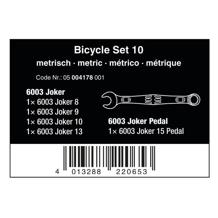 Wera 5 Pce Bicycle Set 10 Combination Spanner Set 004178