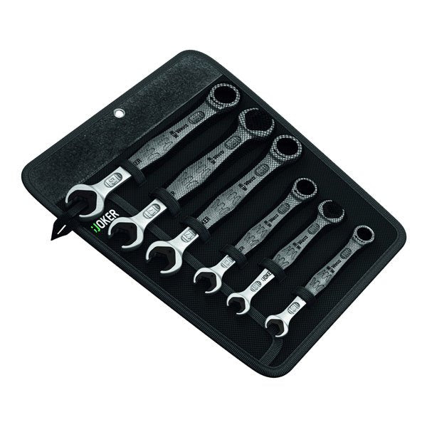Wera Joker 6 Piece Ratcheting Combination/Double Open-Ended Wrench Set 020022