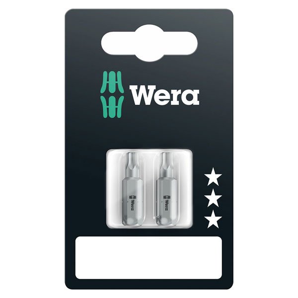 Wera 867/1 Z Torx BO Bits With Bore Hole TX20 x 25mm, 2 Pce 073064