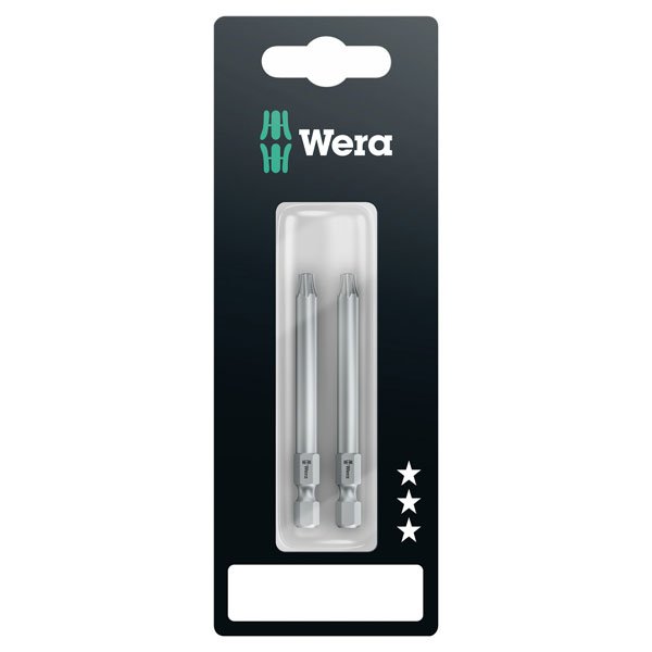 Wera 867/4 Z Torx BO Bits With Bore Hole TX30 x 70mm, 2 Pce 073072