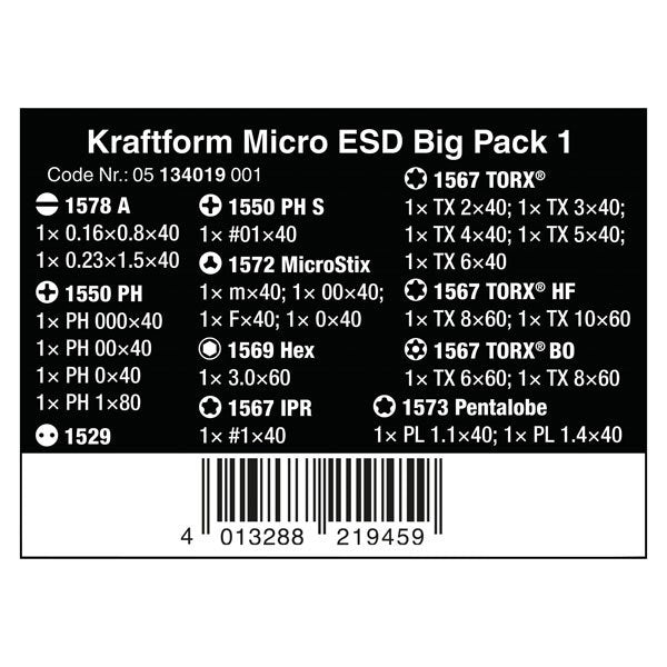 Wera Kraftform Micro ESD Big Pack 1 Precision Screwdriver Set 134019